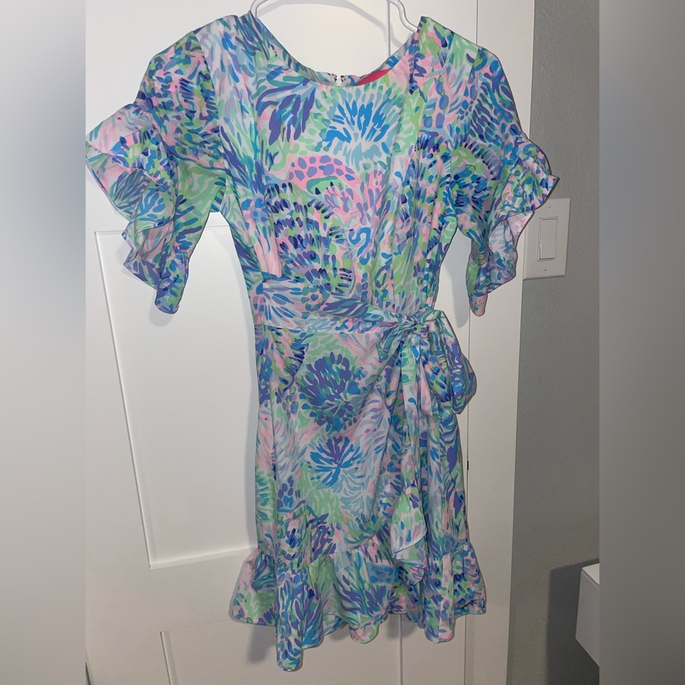 EUC Lilly Pulitzer Darlah Stretch Dress Size 00 Shell Of A Party Print